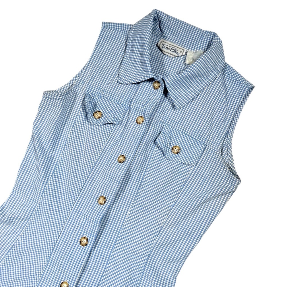 80’s Blue Gingham Jumper - Picture 2 of 4